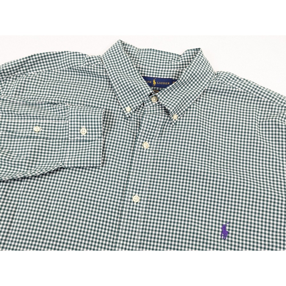 Ralph Lauren Shirt Lot 2 Mens 2XLT Red Green Gingham Stretch Button‎ Down Cotton